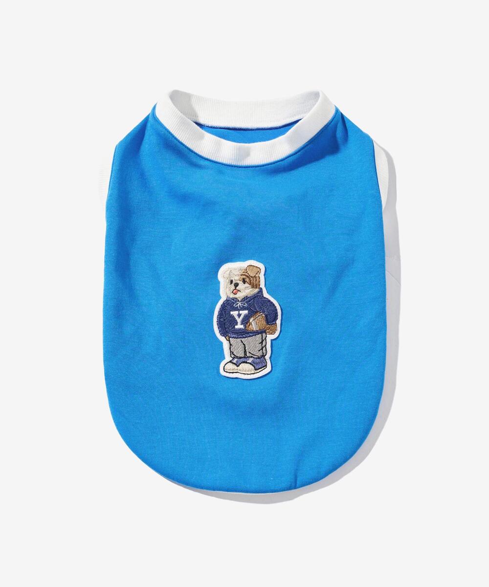 EMBROIDERY DAN COOL COTTON DOGGY SLEEVELESS BLUE