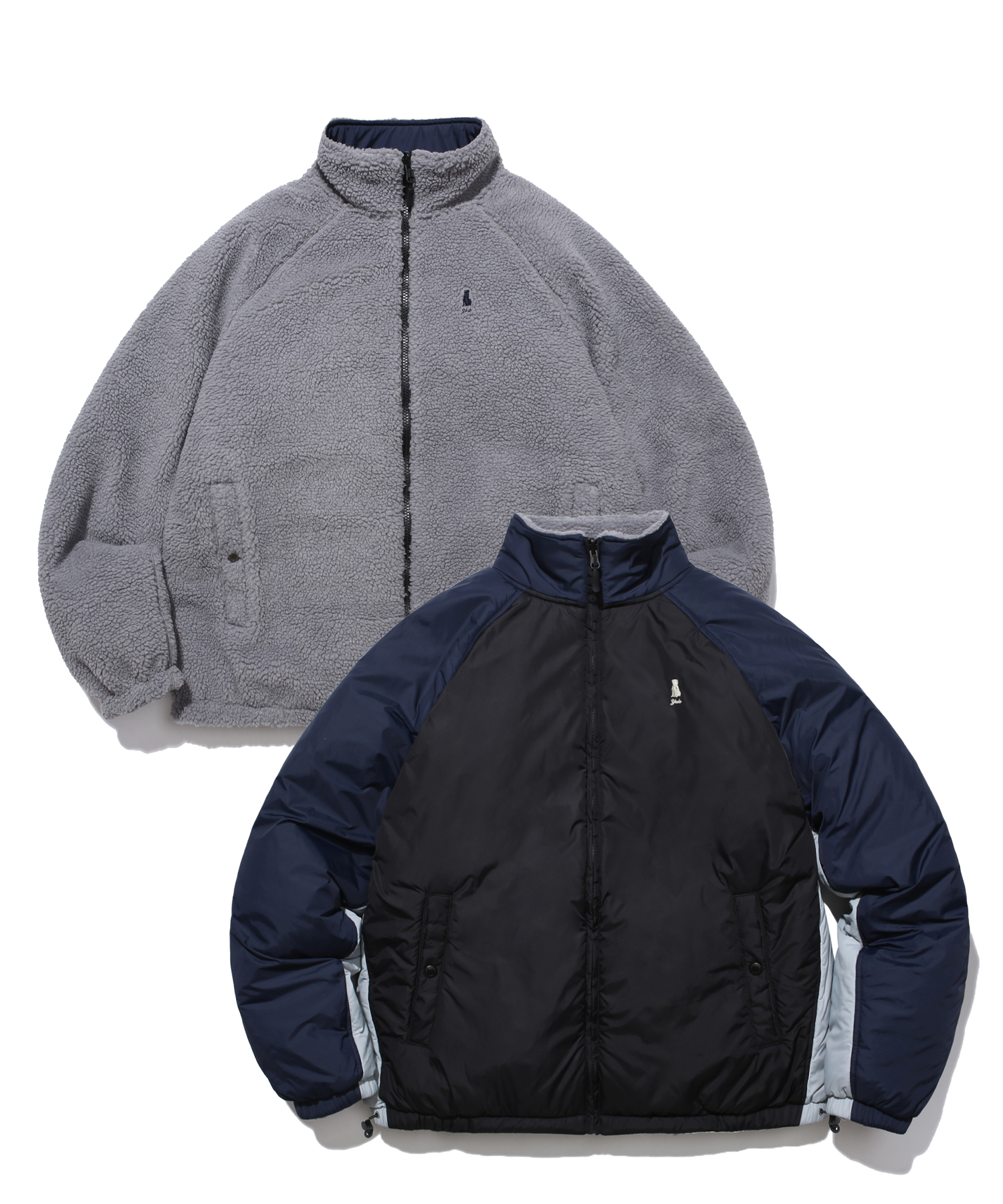 QUILTED BOA REVERSIBLE TRACK JACKET GRAY / NAVY