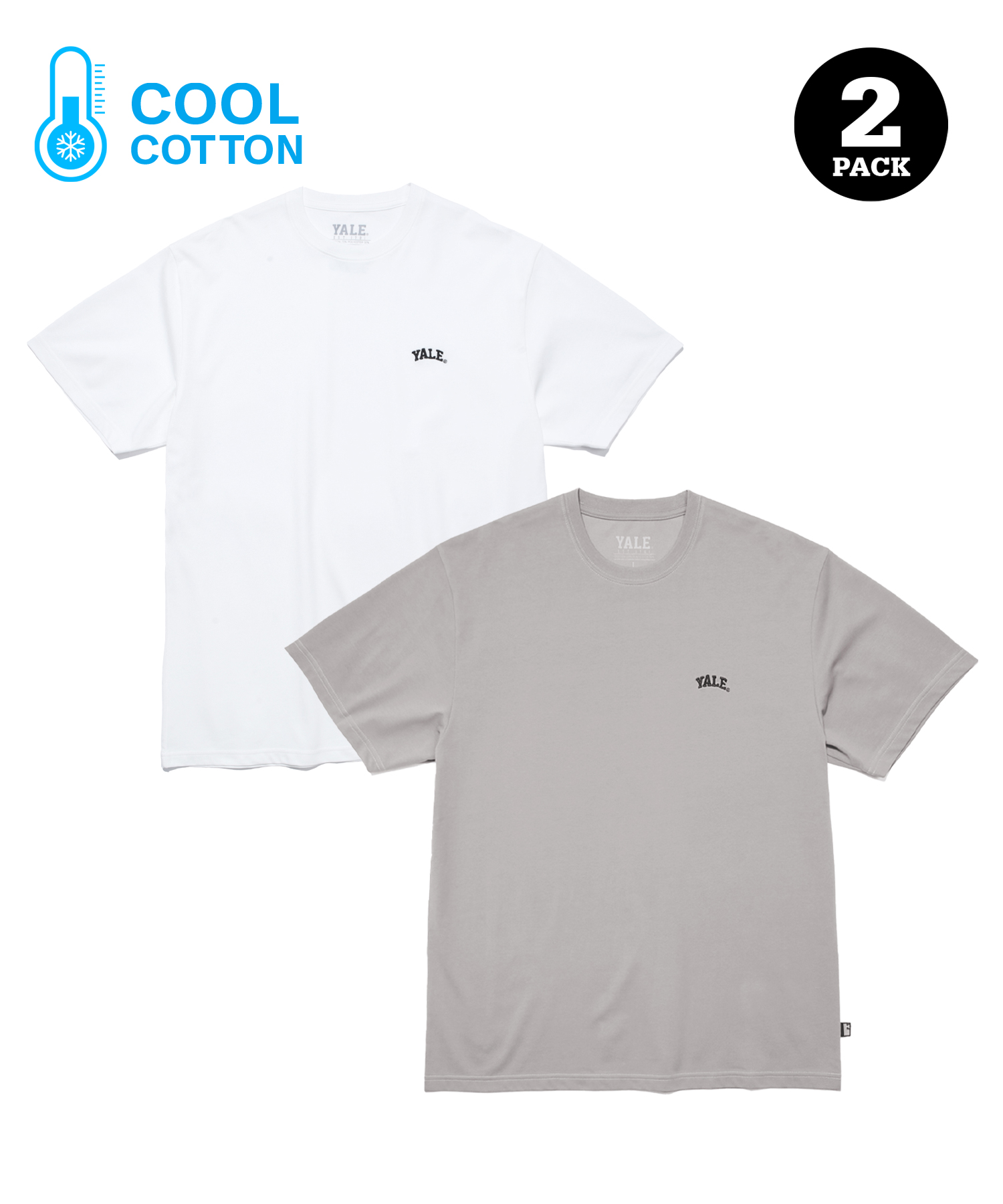 (23SS) [COOL COTTON] 2PACK SMALL ARCH TEE WHITE / CHARCOAL