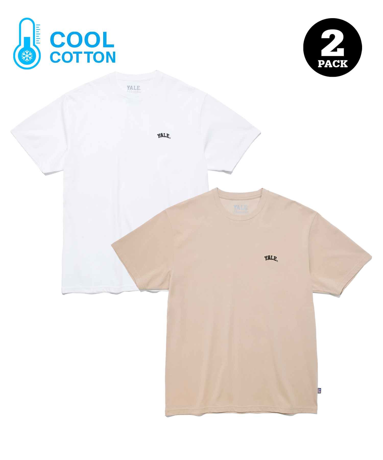 (23SS) [COOL COTTON] 2PACK SMALL ARCH TEE WHITE / BEIGE