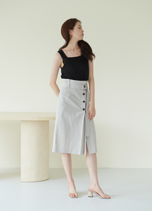 벨티드 하이웨스트 롱스커트 베이지BELTED HIGH WEIST LONG SKIRT BEIGE