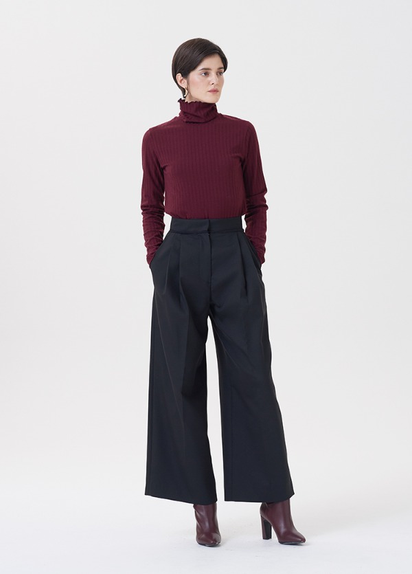 우븐 와이드 팬츠 블랙WOVEN WIDE PANTS BLACK