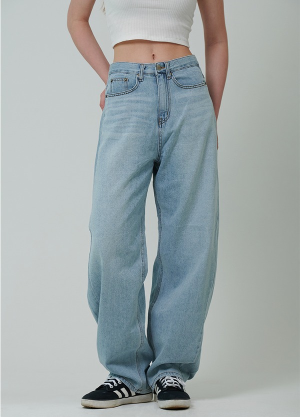 커브드 세미 벌룬핏 데님 팬츠 Curved Semi Balloon-fit Denim Pants