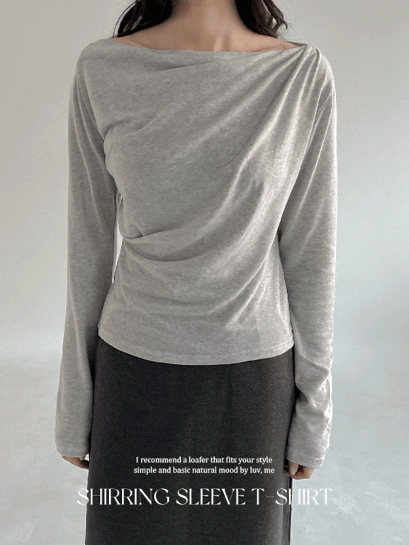 로제 셔링 긴팔티셔츠 | 럽미