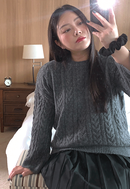 서우 꽈배기 knit (2color)