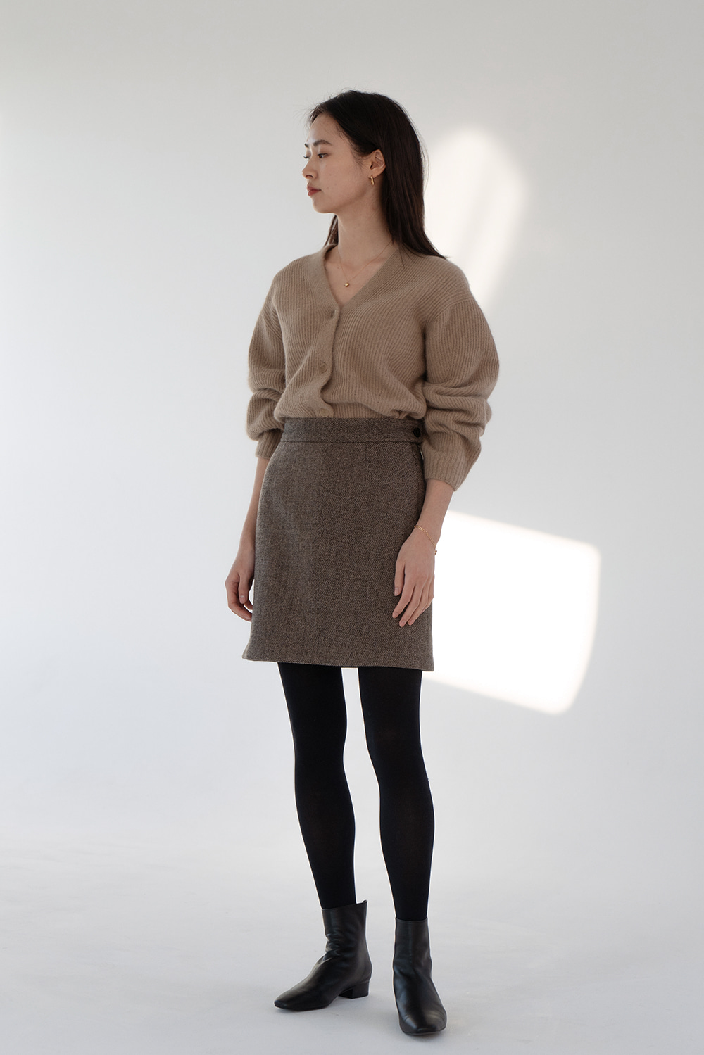 3977_Mix Wool Mini Skirt