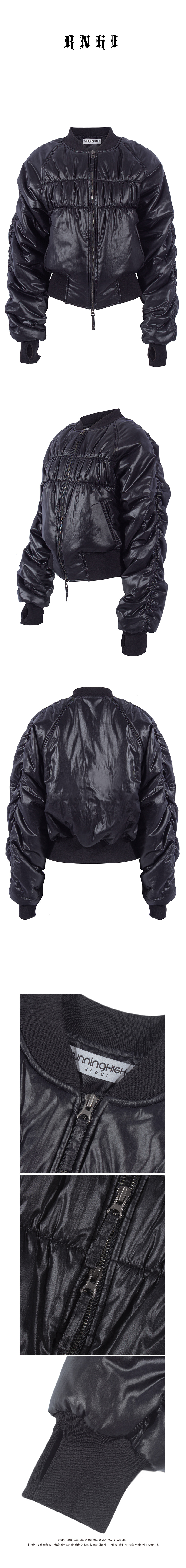 SHIRRING CROP MA-1 JACKET (BLACK)