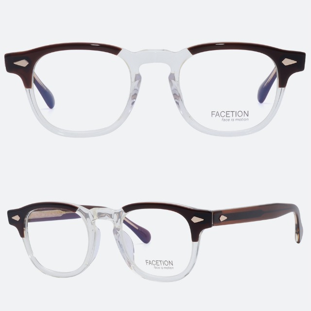세컨아이즈-페이션 마크 MARK C5  패치워크 투명 브라운 아넬형 뿔테 안경