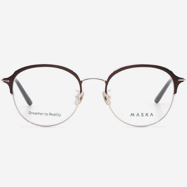 세컨아이즈-마스카 벤타나 VENTANA 01Br 브라운 골드 베타티타늄 원형 하금테 가벼운 안경