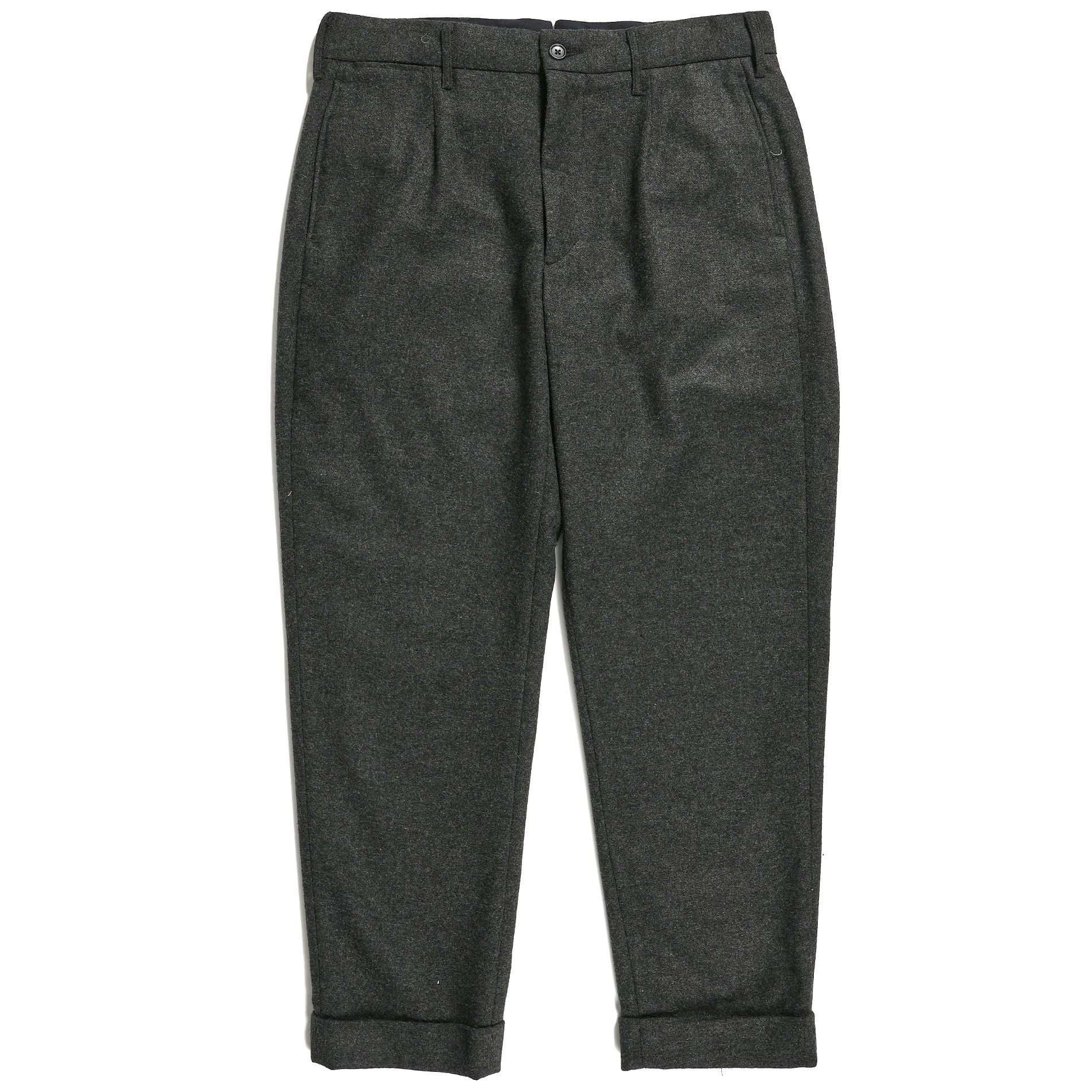 ENGINEERED GARMENTS ANDOVER PANT GREY SOLID POLY WOOL FLANNEL