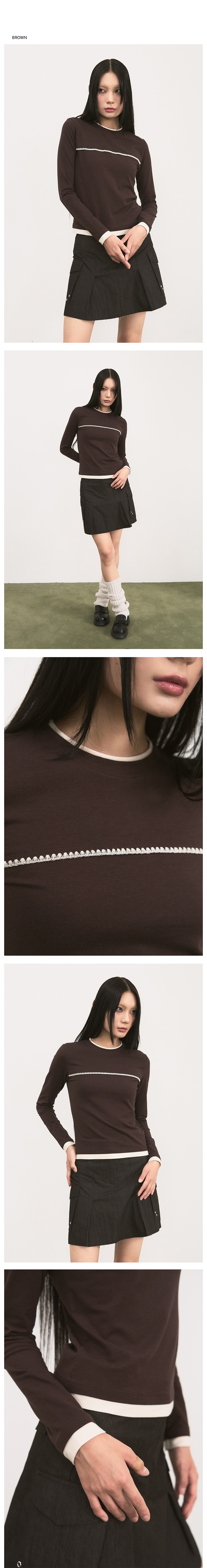 LAYERED MELO T-SHIRT / BROWN