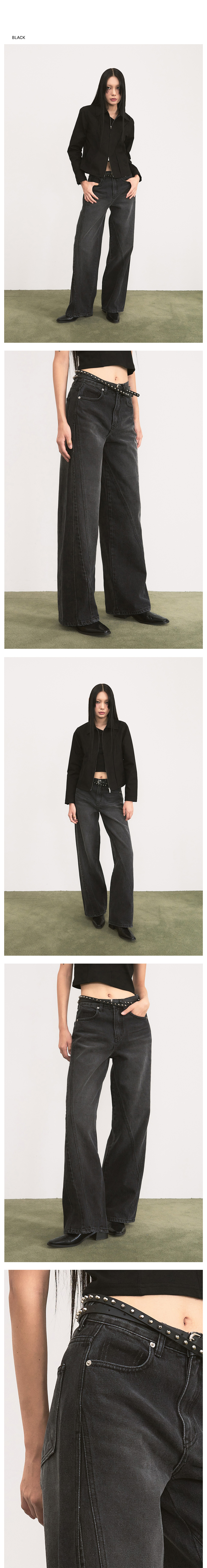 IRREGULAR WIDE DENIM PANTS / BLACK