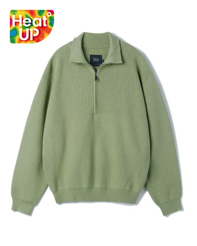 HEAVY WEIGHT TURTLE NECK HALF ZIP-UP HACHI KNIT_OLIVE