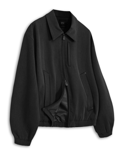 2WAY DOUBLE LAYER CROPPED BLOUSON JACKET_BLACK