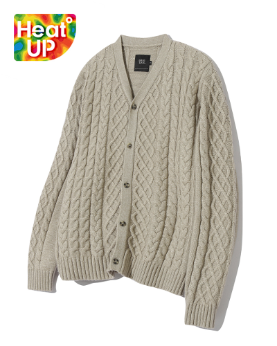 HEAVY WEIGHT CABLE KNIT CARDIGAN_SAND BEIGE