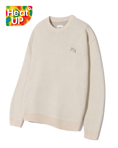 (올시즌) ASI WOOL SMALL LOGO HEAVY ROUND NECK KNIT_OATMEAL