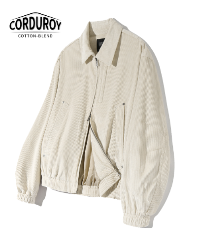 2WAY CROPPED CORDUROY DRIZZLER JACKET_CREAM