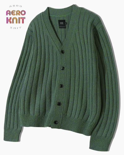 STRIPE BOUCLE KNIT CARDIGAN_GREEN