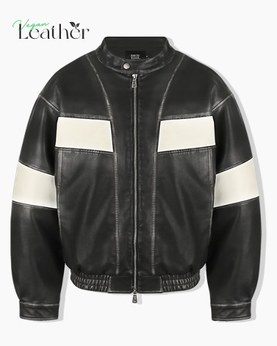 VEGAN LEATHER RACING JACKET_BLACK