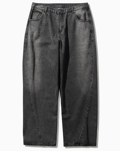 CURVED SLASH DENIM PANTS_GRAY