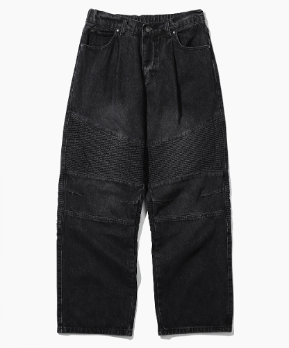 (VLAD) SEMI-WIDE WASHED BIKER DENIM PANTS_BLACK