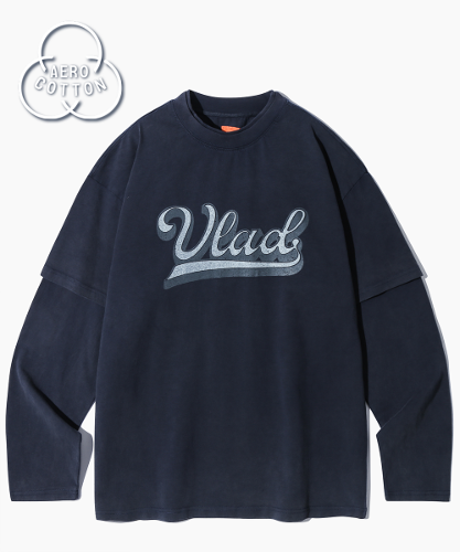 (VLAD) PIGMENT VLAD ARTWORK LAYERED T-SHIRT_NAVY