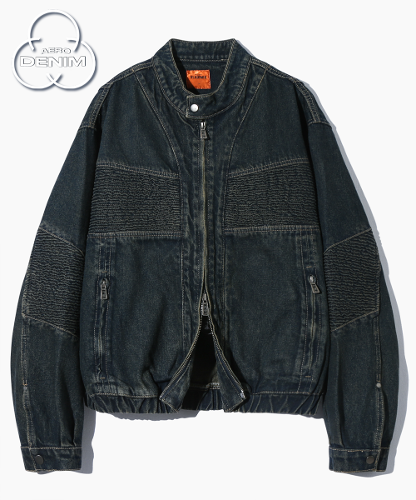 (VLAD) WASHED DENIM BIKER JACKET_YELLOW WASHING