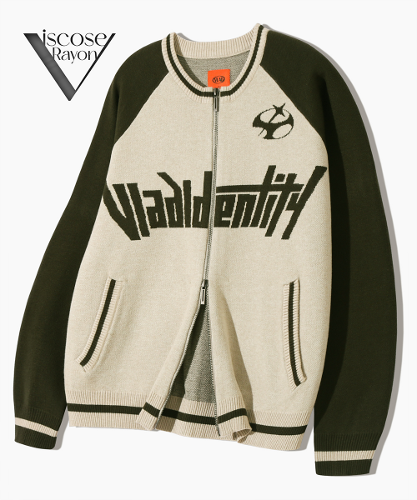 (VLAD) 2WAY RAGLAN ARTWORK ZIP-UP KNIT_KHAKI