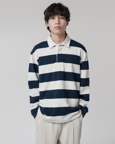 (올시즌) STRIPE RUGBY SHIRT_NAVY&amp;WHITE