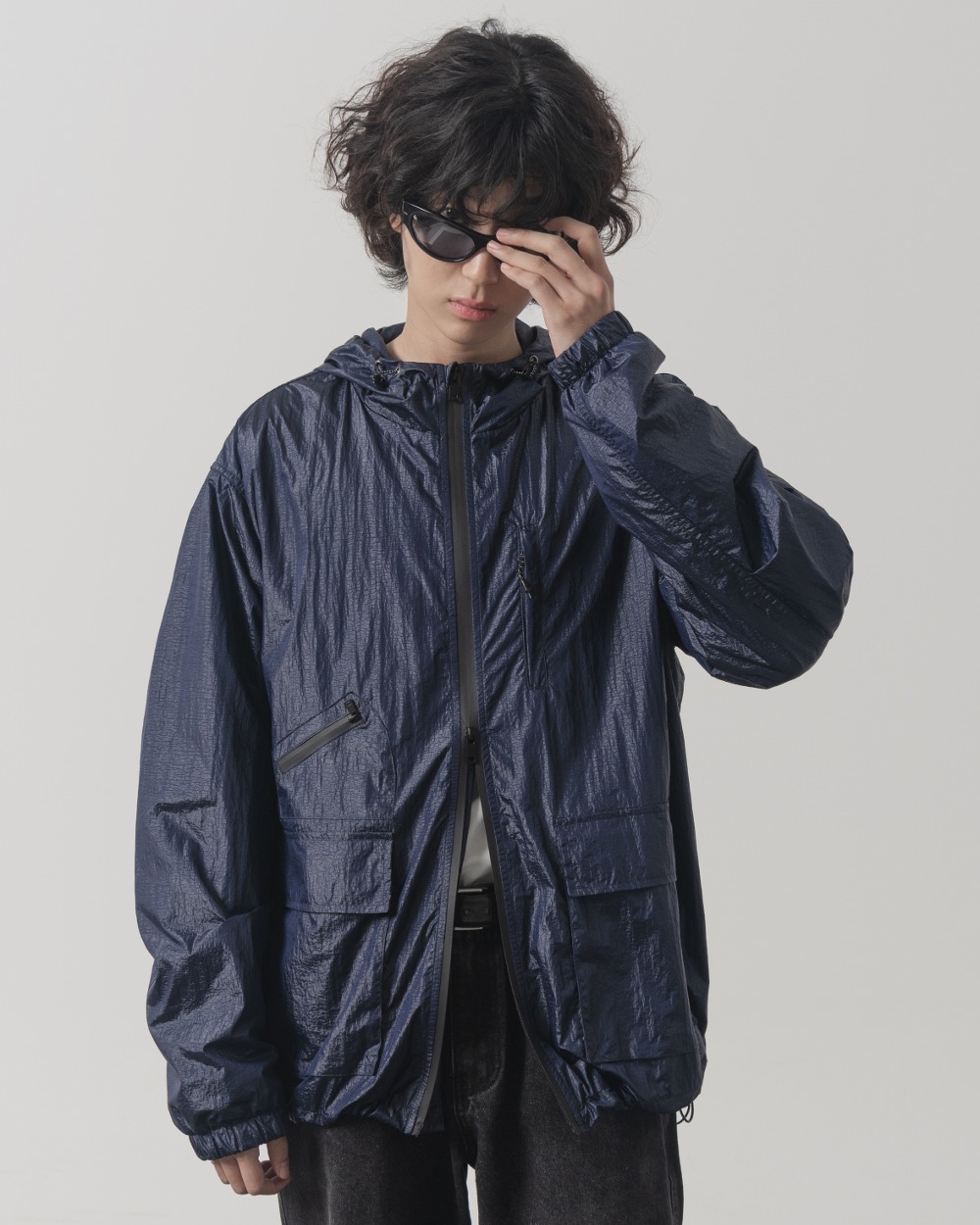 (올시즌) 2WAY NYLON METAL WINDBREAKER_GRAYISH NAVY