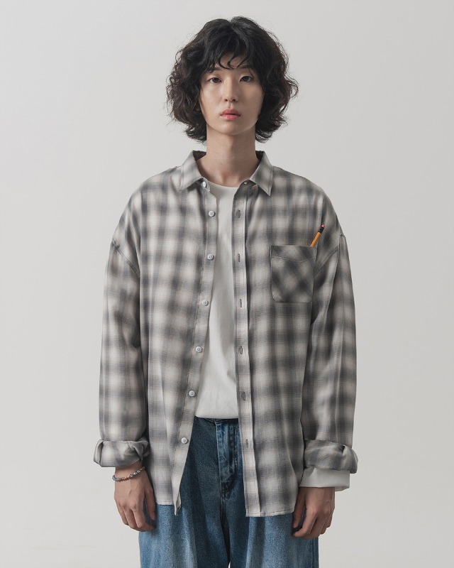 (ASI) FOUR SEASONS OMBRE CHECK SHIRT_GRAY