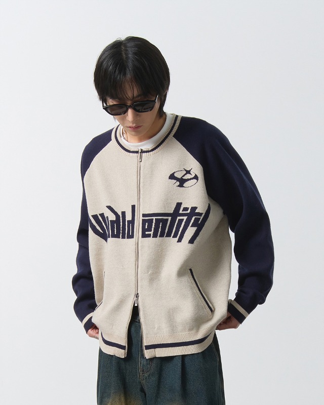 (VLAD) 2WAY RAGLAN ARTWORK ZIP-UP KNIT_NAVY