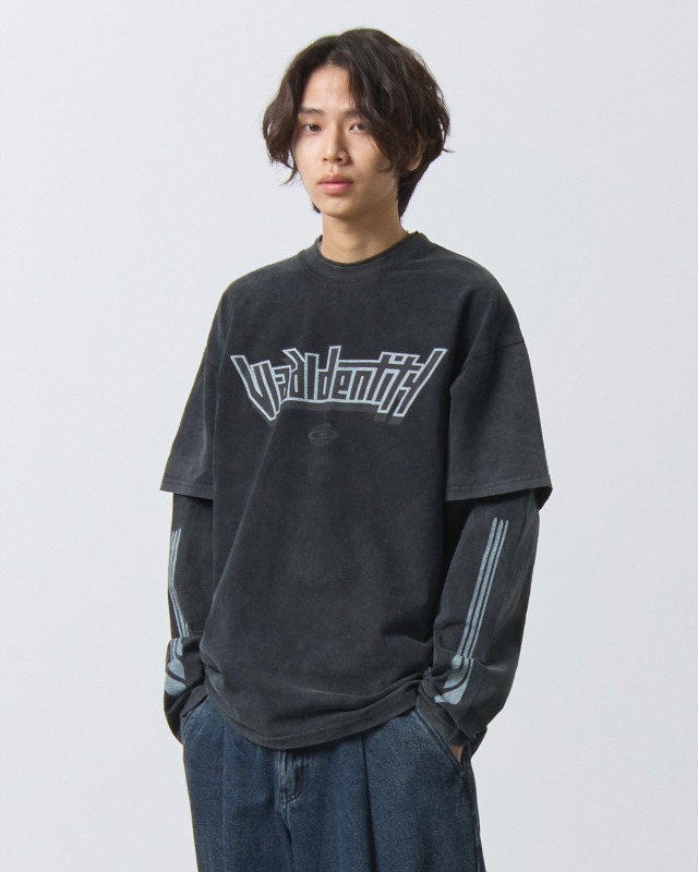 (VLAD) PIGMENT IDENTITY ARTWORK LAYERED T-SHIRT_CHACOAL GRAY