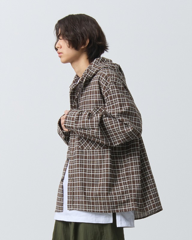 (VLAD) DOUBLE POCKET CHECK HOOD SHIRT_BROWN