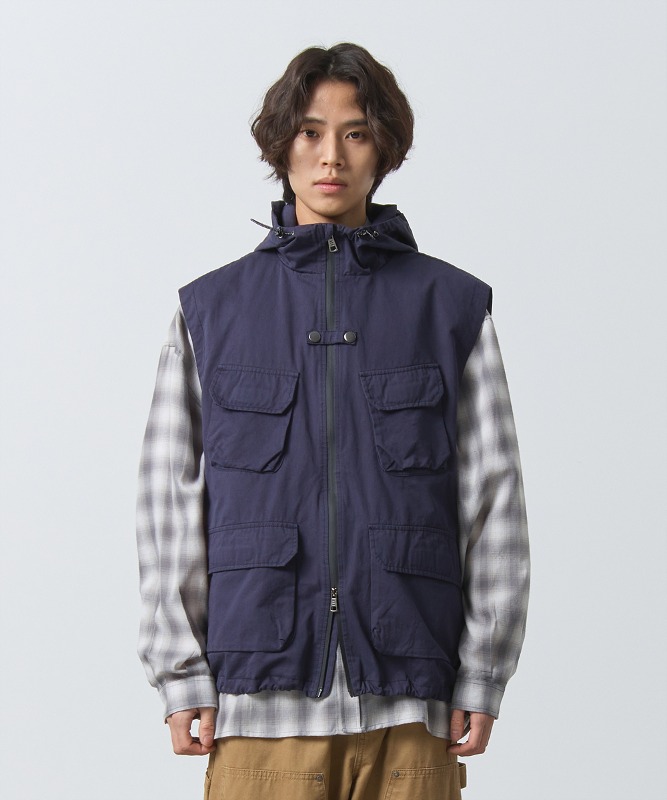 2WAY WASHED UTILITY VEST_NAVY