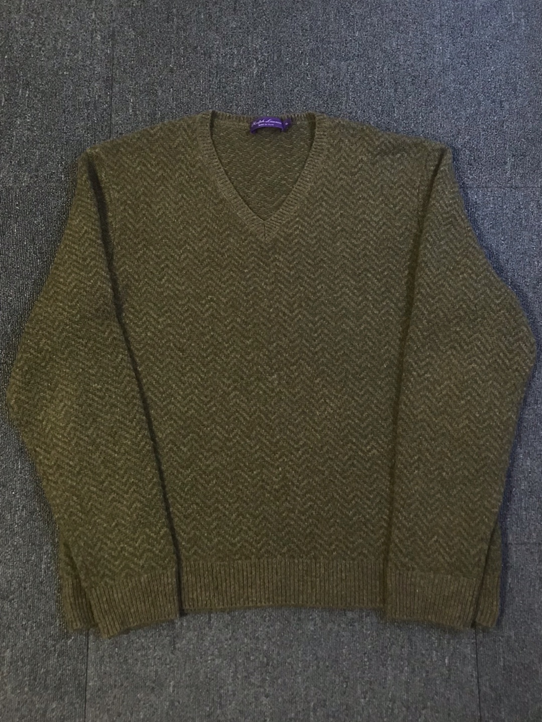 RL purple label herringbone cashmere v neck sweater Italy made (XL size, 103~ 추천)