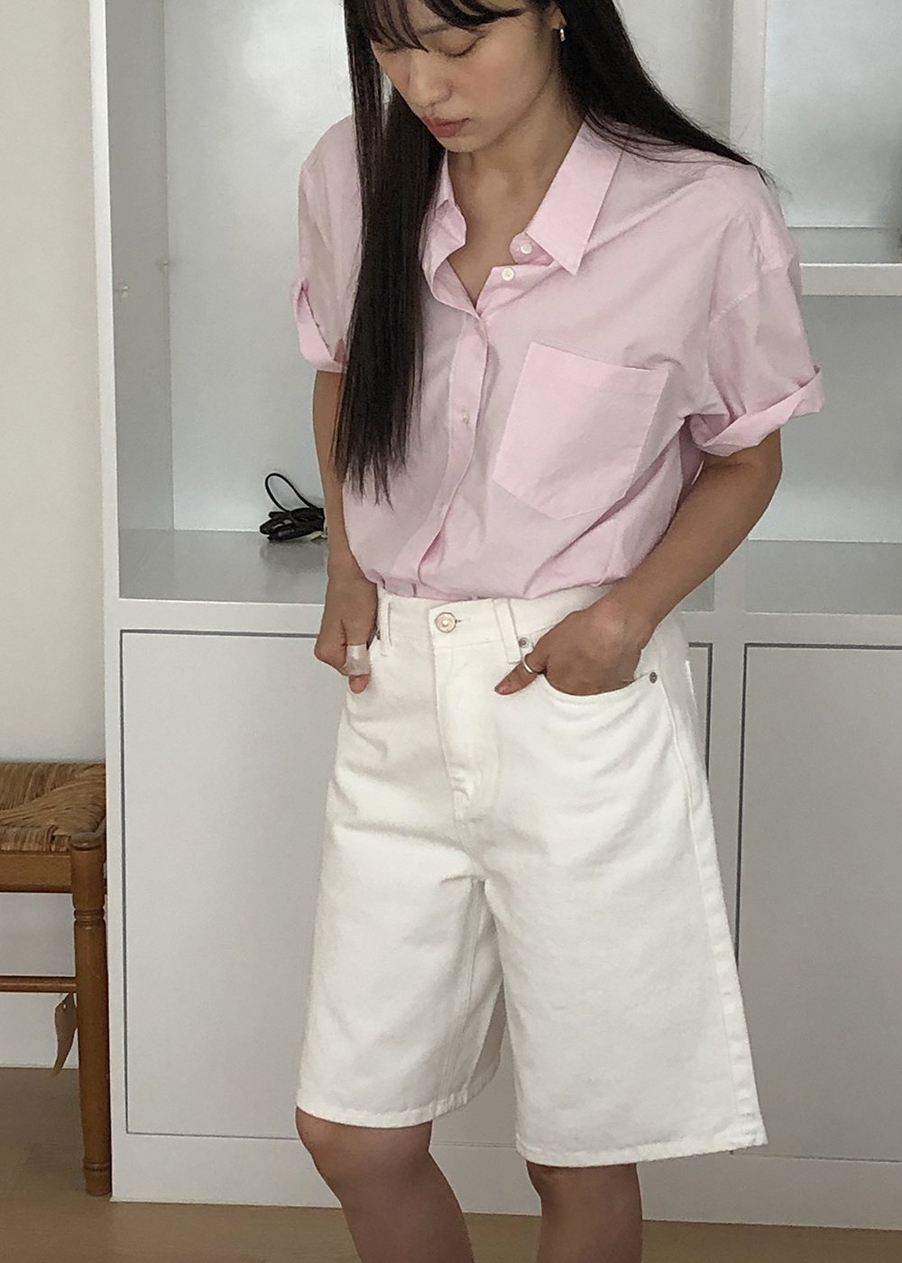 Cotton Half Sleeve Shirt - Pink