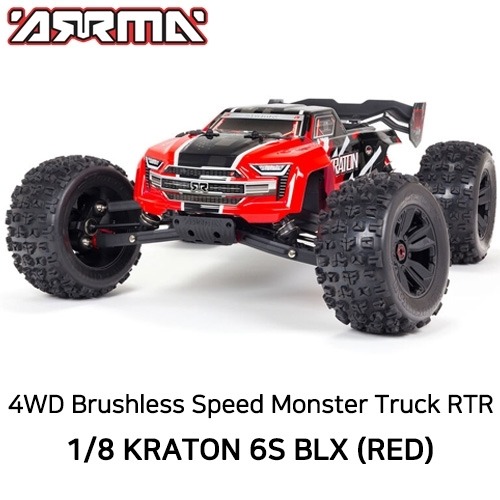ARA8608V5T1 V5 ARRMA 1:8 KRATON 6S V5 4WD BLX Speed Monster Truck with Spektrum Firma RTR, Red 크라톤