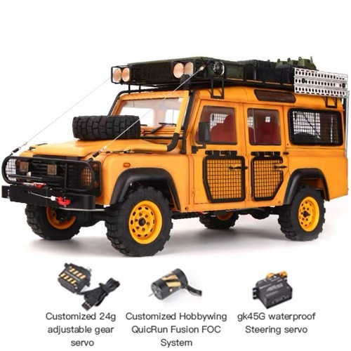 [완제품｜2단 미션] 1/10 Land Rover Defender 110 Camel Trophy Edition w/E-Parts (Weathering Version｜도어 작동) (D1RC 랜드로버 디펜더 D110 카멜 트로피 웨더링 버전)