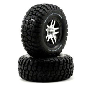 AX6873 Traxxas Pre-Mounted BFGoodrich Mud TA Tire &amp; SCT Split-Spoke Wheel (Satin Chrome) (2) (Rear)