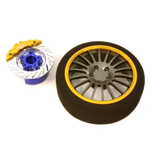 [C26910GOLD] Billet Machined Alloy 18 Spoke Steering Wheel Set for Traxxas Radio Transmitter 