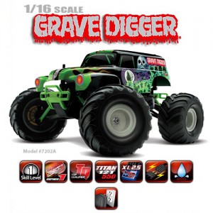 CB7202A 미니 그레이브디거 몬스터 2륜 1/16 Grave Digger 2WD Monster Jam - XL-2.5 TQ™ AM Titan® 12T 550 CB7202A