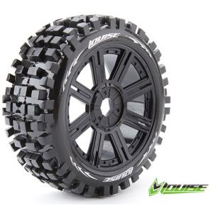 L-T324SB B-ULLDOZE 1/8 BUGGY TIRE SOFT COMPOUND BLACK SPOKE SPOKE RIM/MOUNTED