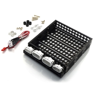 YA-0381 Yeah Racing 1/10 RC Rock Crawler Accessories Aluminum Luggage Tray w/ 4 White Light