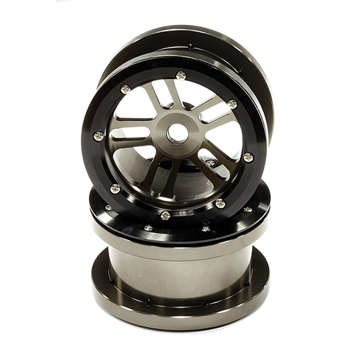 Billet Machined T2 Dual 5 Beadlock Wheel (2) for Axial Wraith 2.2 w/ 12mm Hex C24884GUN