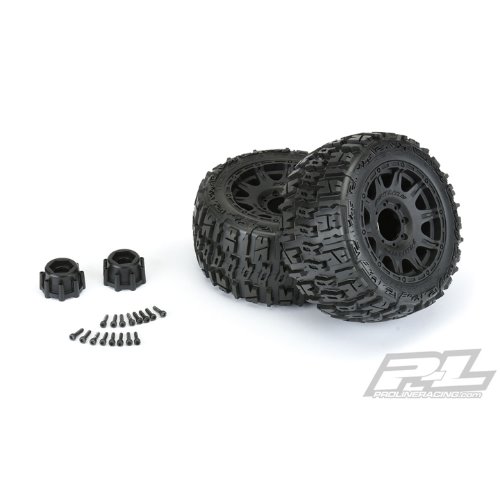 AP10175-10 Trencher LP 3.8&quot; All Terrain Tires Mounted on Raid Black 8x32 Removable Hex Wheels (2) for 17mm MT Front or Rear