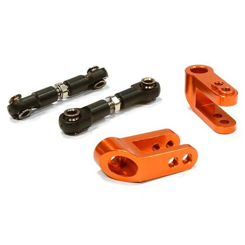 [#C26091ORANGE] Billet Machined Steering Servo Horn &amp; Linkage Set for Traxxas 1/10 Scale Summit (Orange)