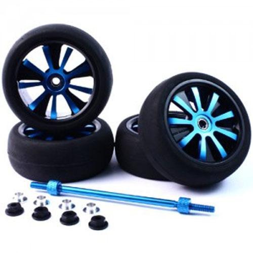 WLS-0003BUS Yeah Racing (#WLS-0003BUS) Aluminum Stylish Spinning Rims (4pcs) BU 5V-Spoke Tire Set for 1:10 touring cars