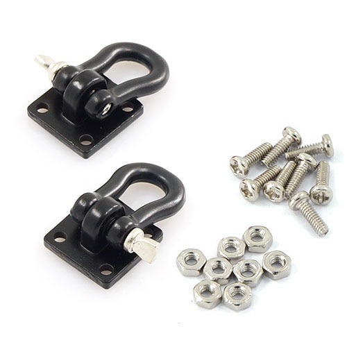 [#YA-0378] 1/10 RC Rock Crawler Accessories Heavy Duty Shackle w/ Mounting Bracket Fit 3Racing CR01-27 Winch Black