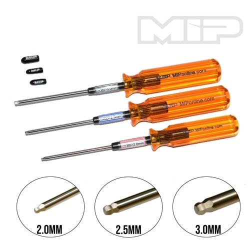 #9506 - MIP 헥스 드라이버 볼 렌치 세트, 메트릭 (3), 2.0mm, 2.5mm, 및 3.0mm